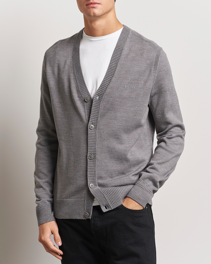 Heren |  | BOSS ORANGE | Avac Wool Knitted Cardigan Light Grey