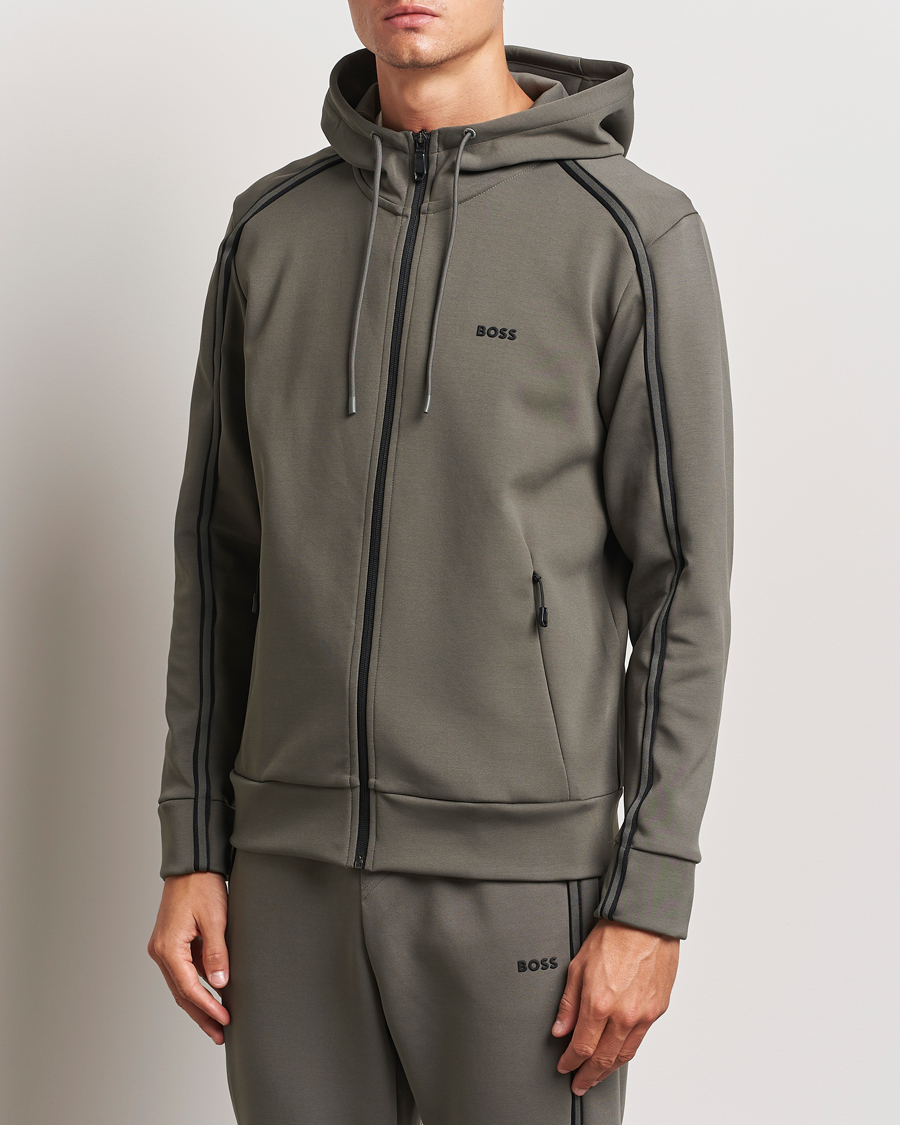 Heren |  | BOSS GREEN | Saggy Full Zip Hoodie Light Grey