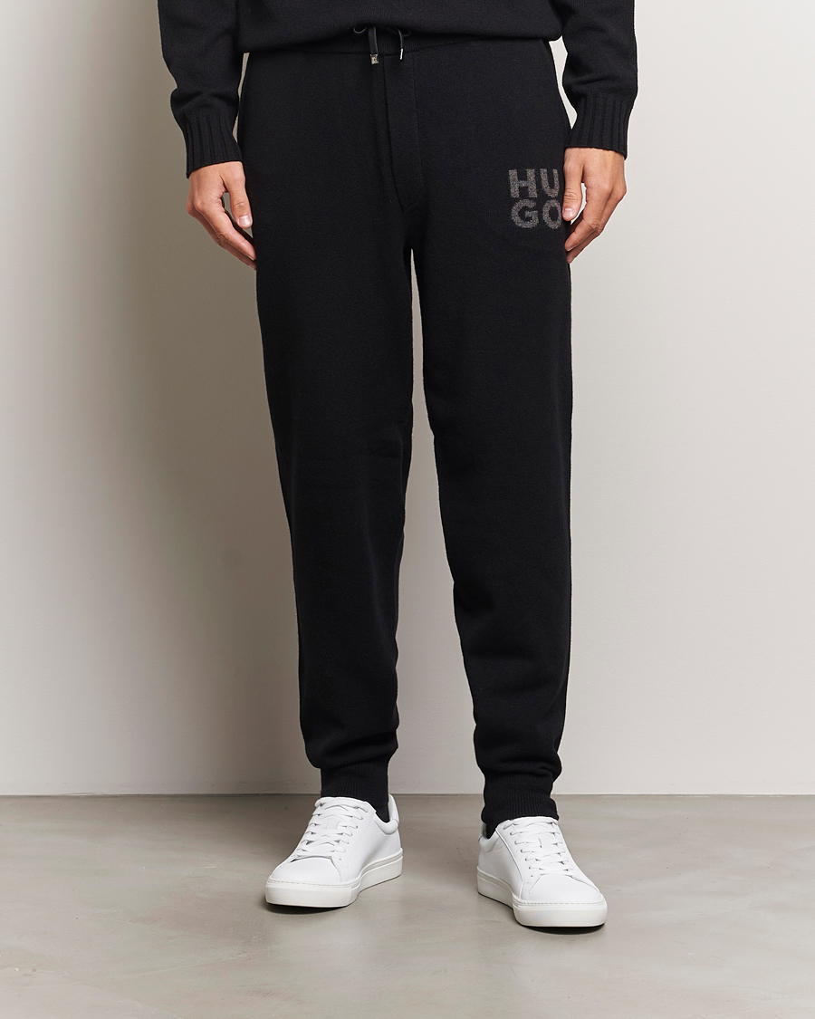 Heren |  | HUGO | San Steero Wool Knitted Joggers Black