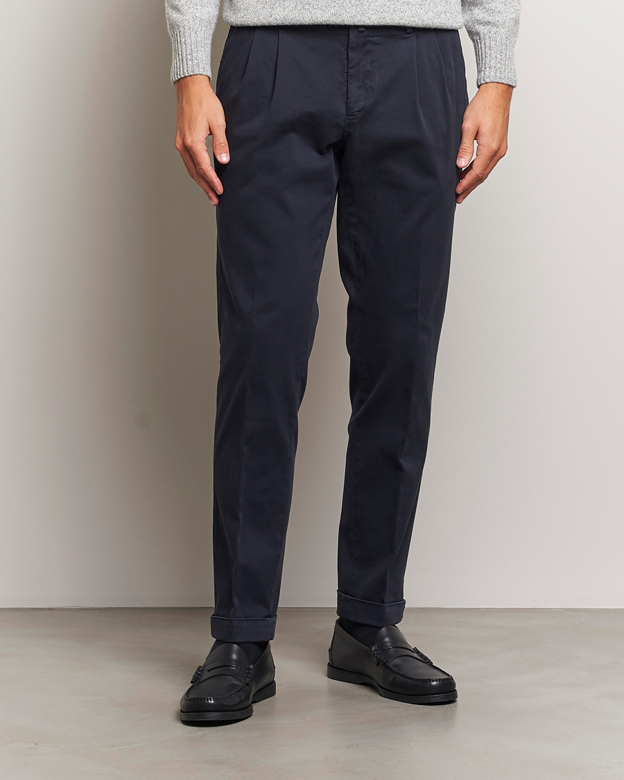 Heren |  | Briglia 1949 | Easy Fit Pleated Cotton Stretch Chino Navy