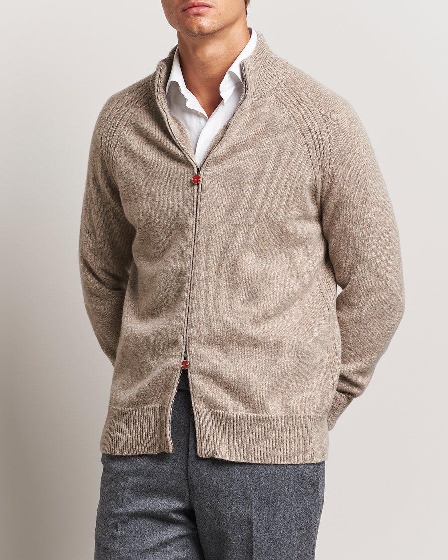 Heren | Full-zip | Kiton | Cashmere Raglan Full Zip Beige