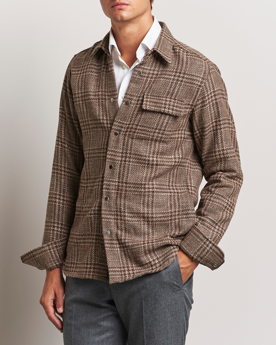 Heren |  | Kiton | Wool Check Overshirt Brown Check