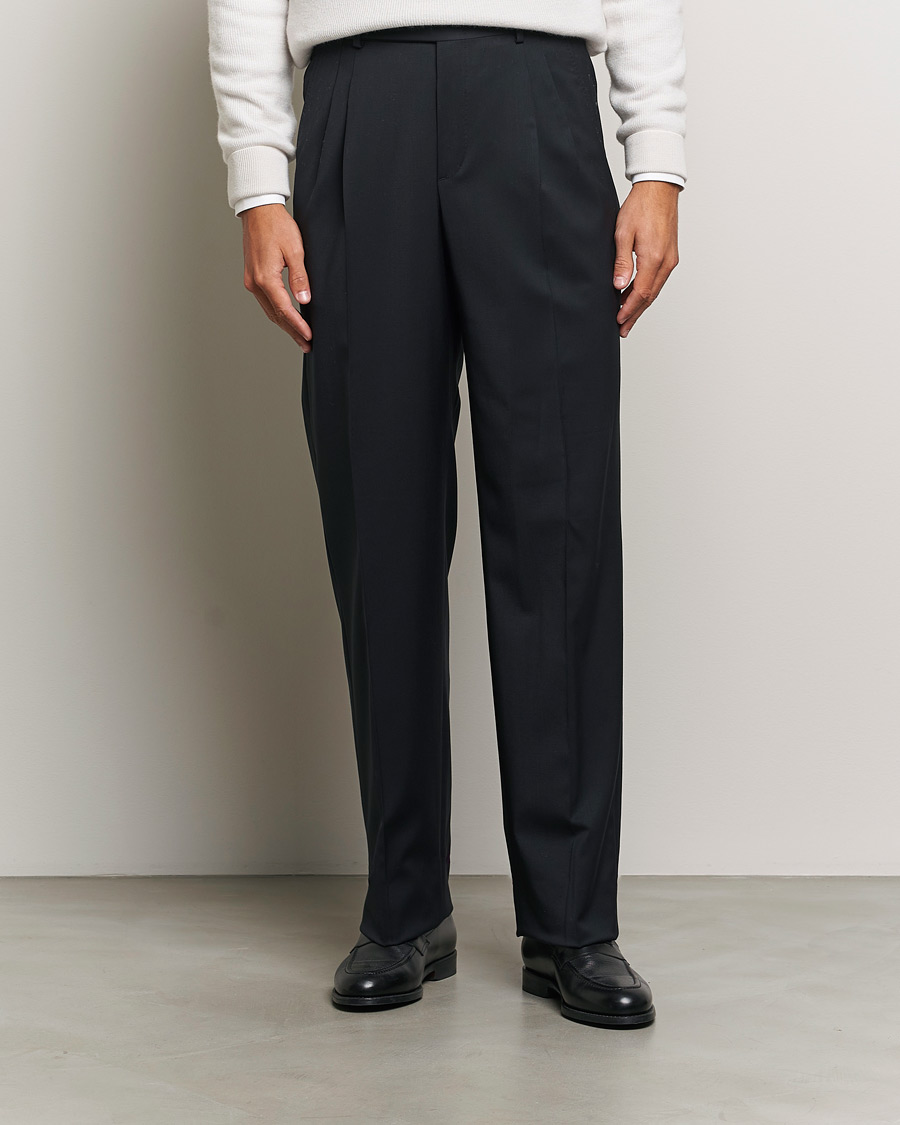 Heren |  | Brioni | Pleated Wool Trousers Navy