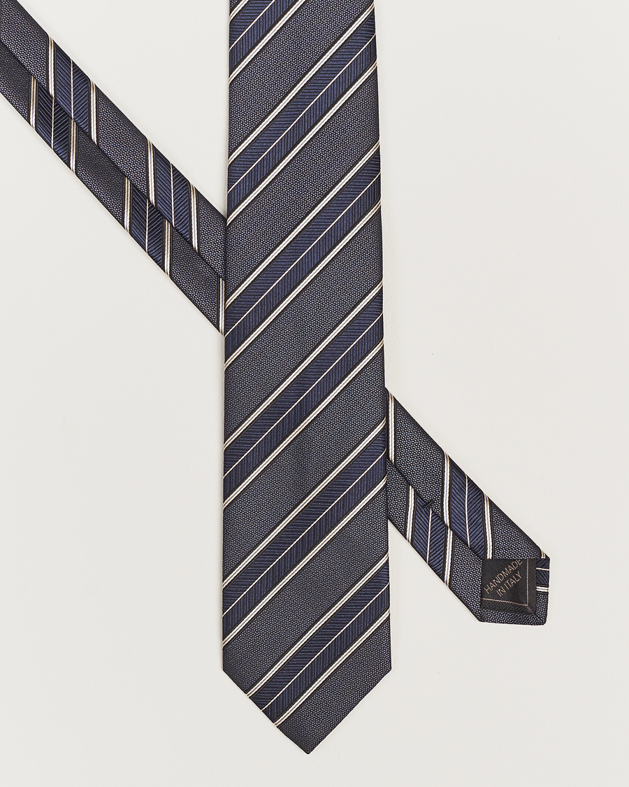 Heren |  | Brioni | Regimental Stripe Silk Tie Navy