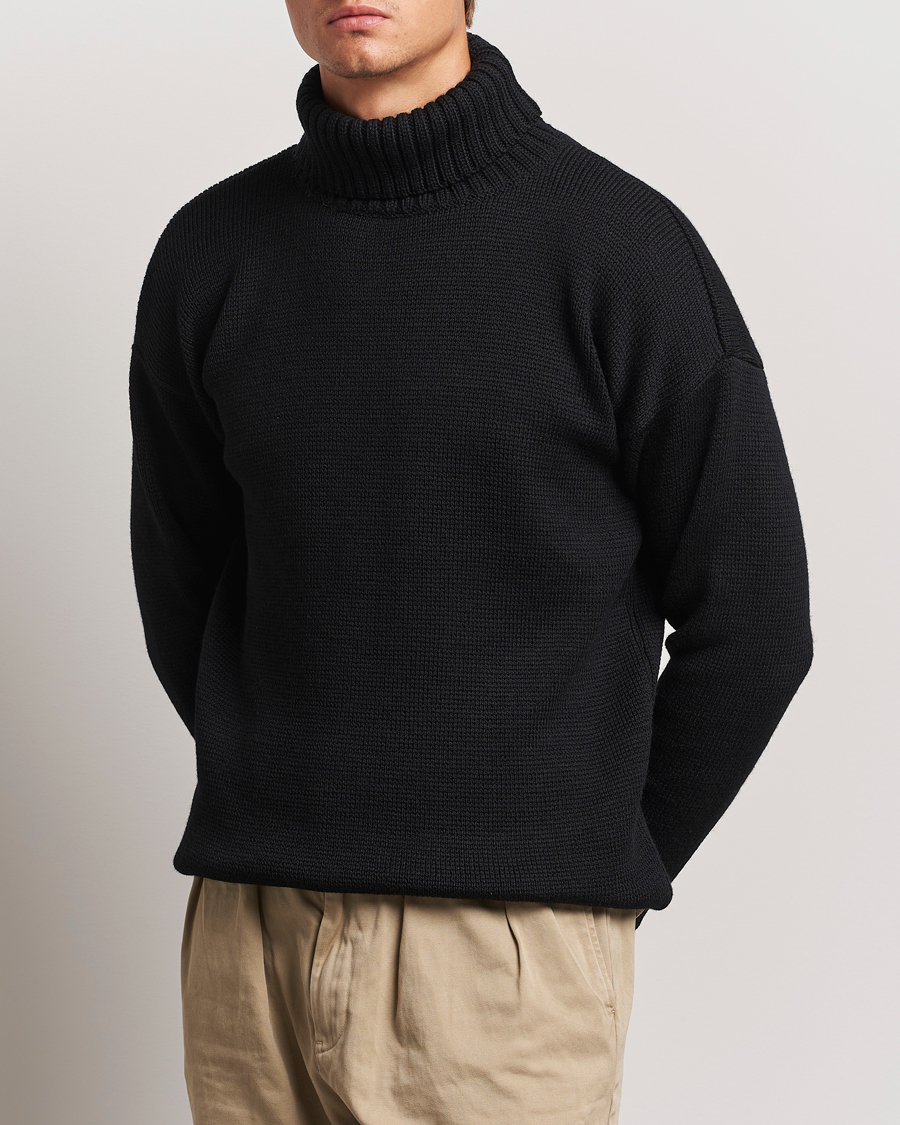 Heren |  | Gloverall | Submariner Chunky Wool Roll Neck Black