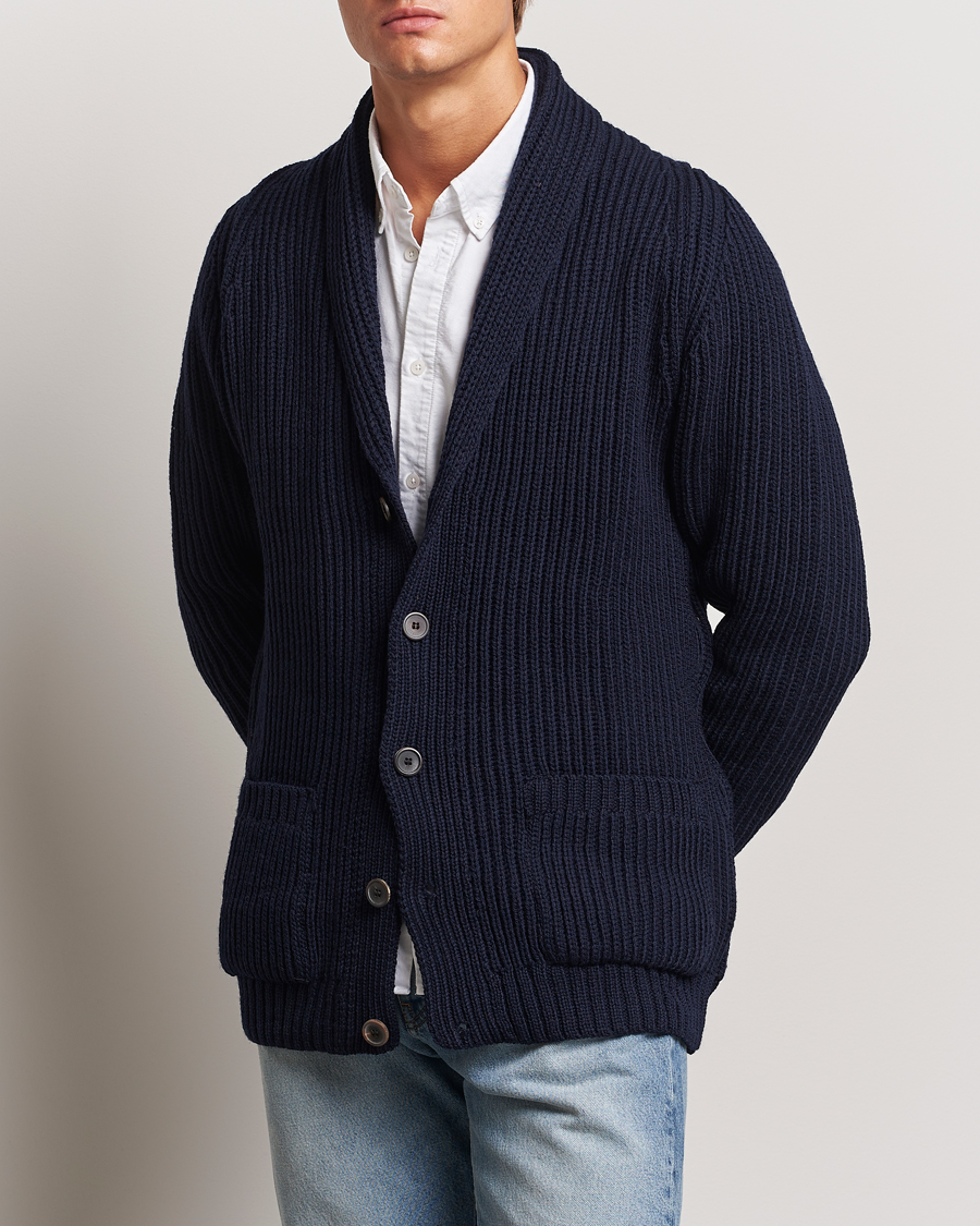 Heren |  | Gloverall | Shawl Collar Cardigan Navy