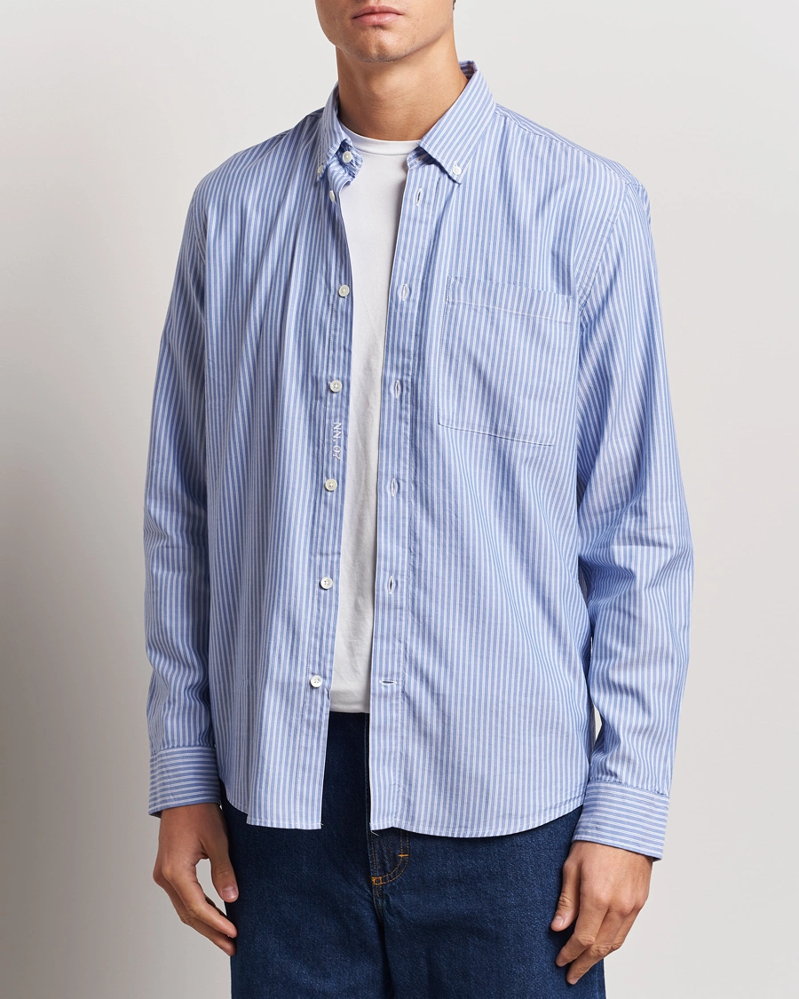 Heren |  | NN07 | Arne Tencel Striped Shirt Blue/White