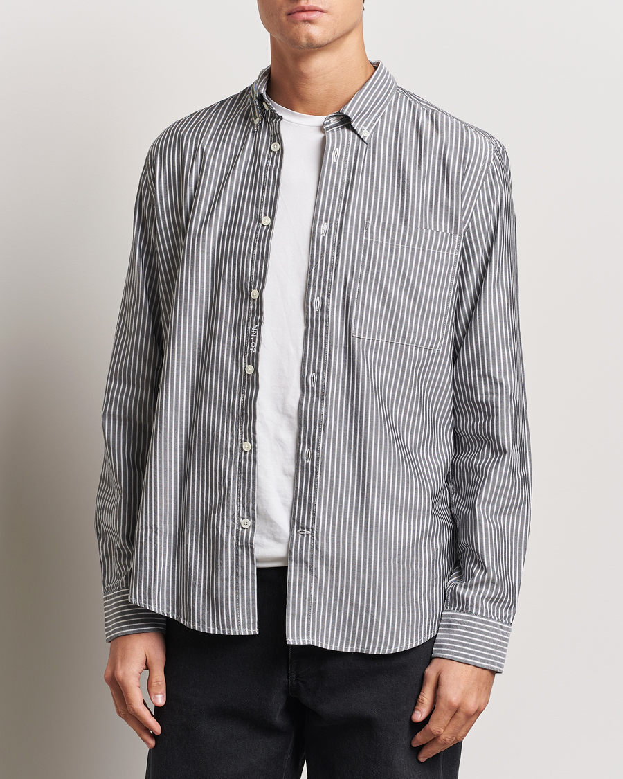 Heren |  | NN07 | Arne Tencel Striped Shirt Black/White