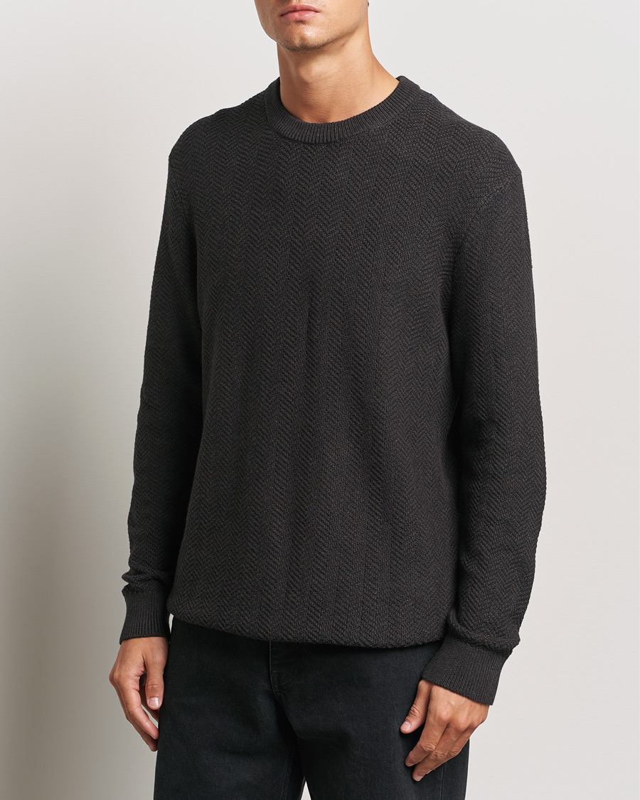 Heren |  | NN07 | Pete Cotton Knitted Crew Neck Demitase Brown