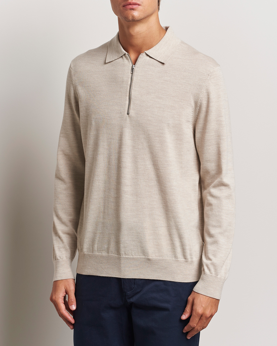 Heren |  | NN07 | Sergio Half Zip Light Khaki Melange