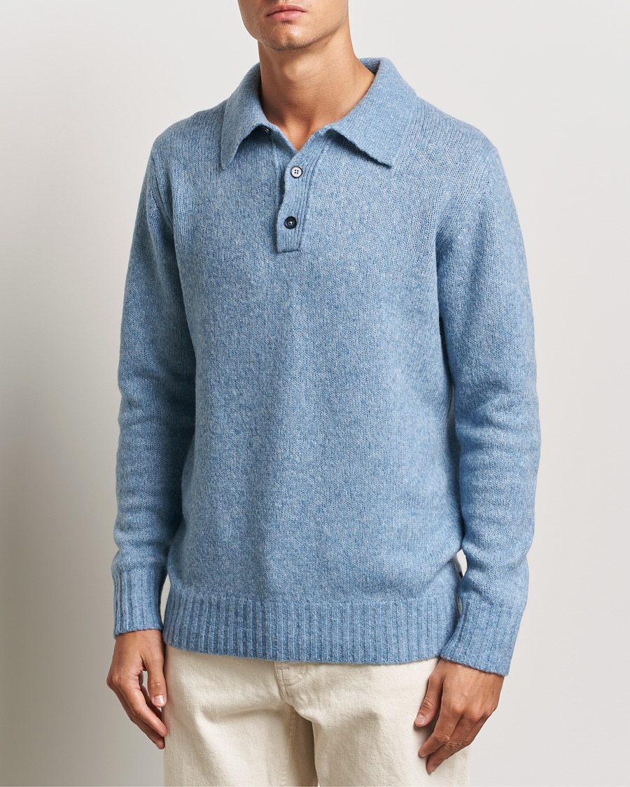 Heren |  | NN07 | Lee Brushed Wool Polo Tink Blue