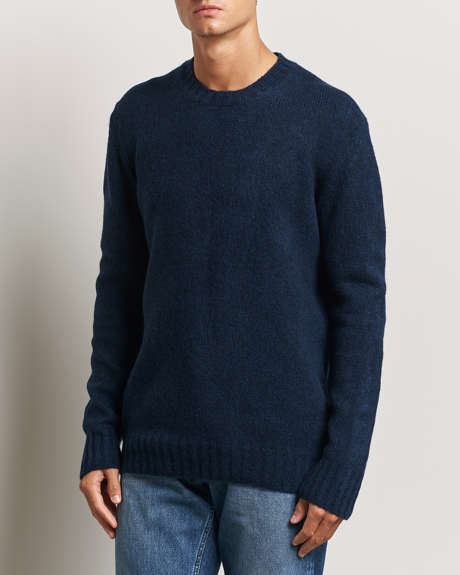 Heren |  | NN07 | Lee Brushed Wool Crew Neck Navy Blue