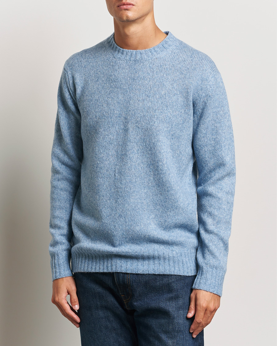 Heren |  | NN07 | Lee Brushed Wool Crew Neck Tink Blue