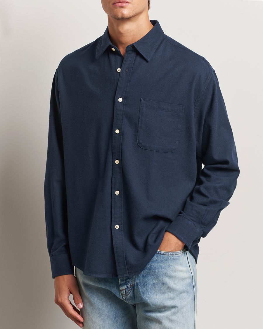 Heren | Business & Beyond - Casual | NN07 | Deon Flannel Shirt Navy Blue