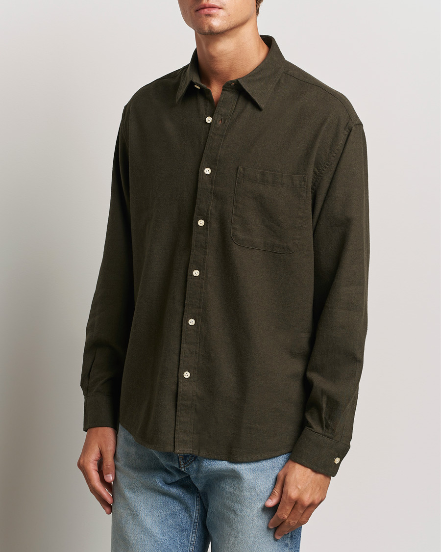 Heren | Business & Beyond - Casual | NN07 | Deon Flannel Shirt Dark Army