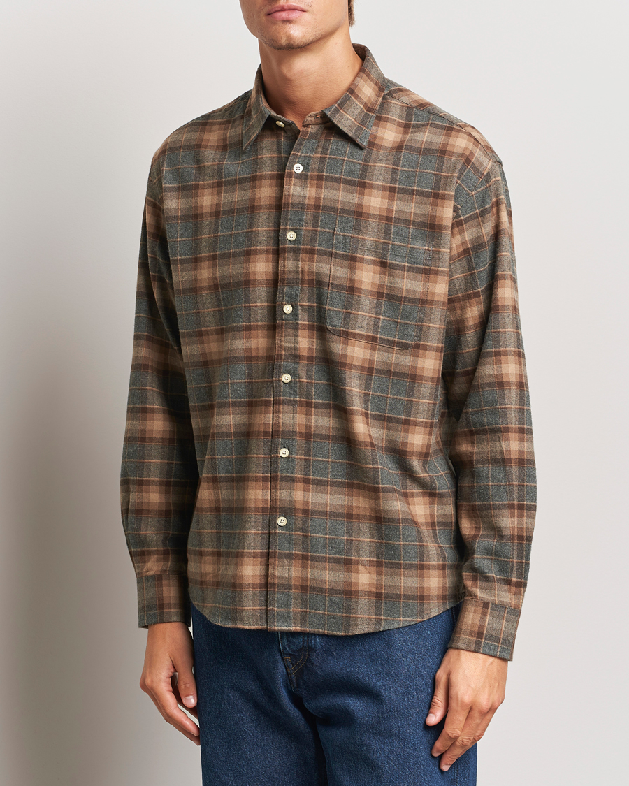 Heren | Business & Beyond - Casual | NN07 | Deon Flannel Shirt Brown/Grey