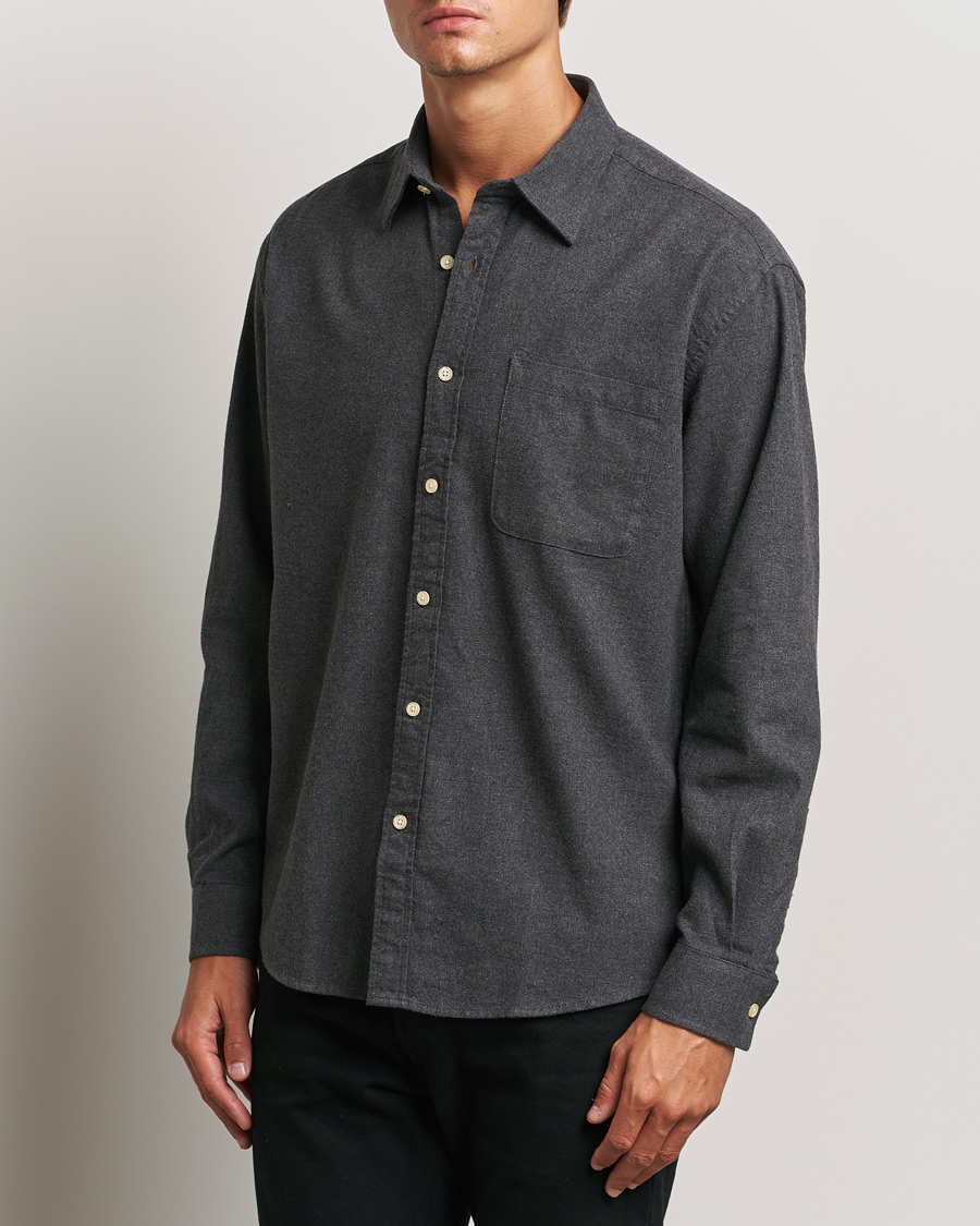 Heren |  | NN07 | Deon Flannel Shirt Dark Grey Melange