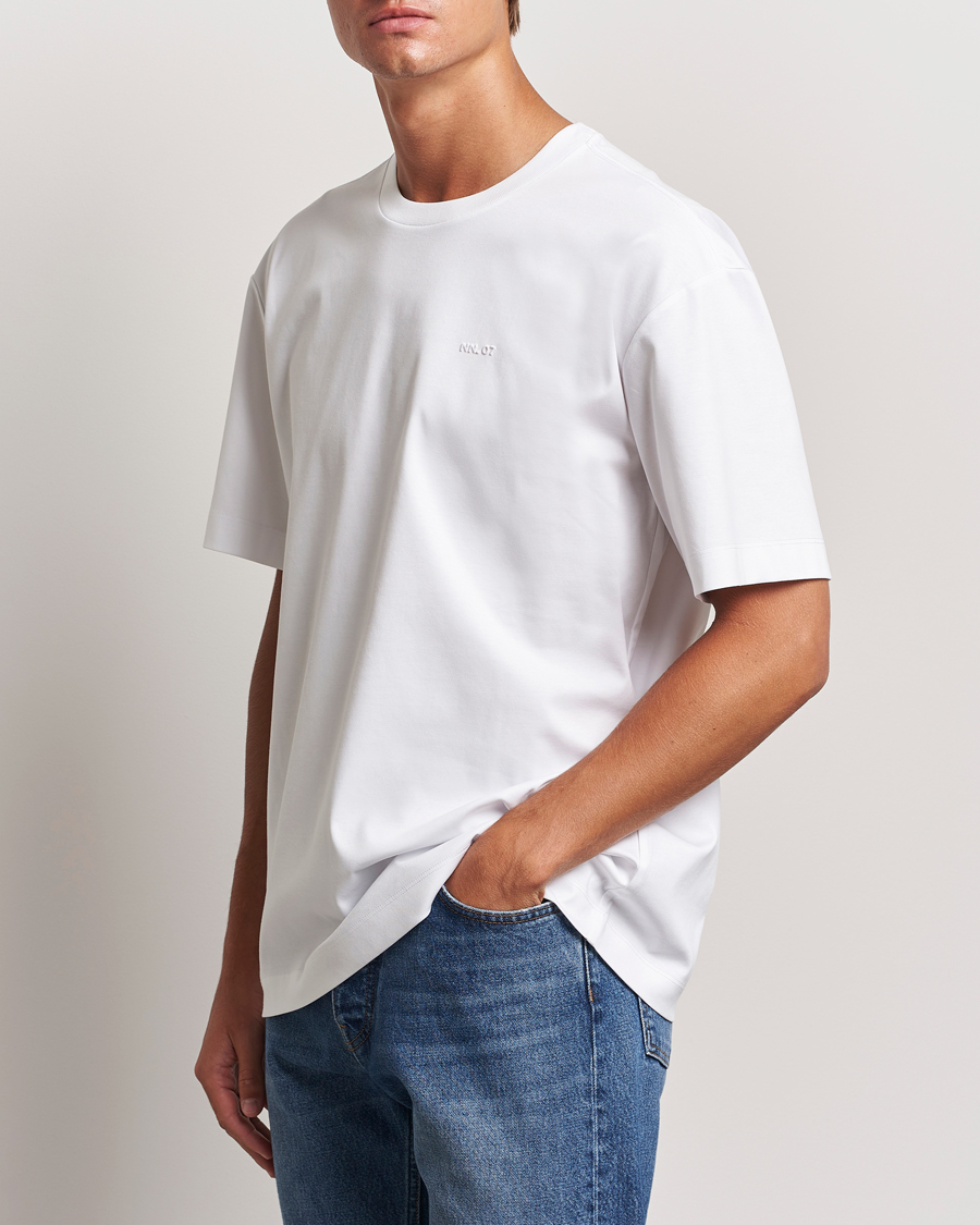 Heren |  | NN07 | Nat Logo Mercerized Crew Neck T-Shirt White