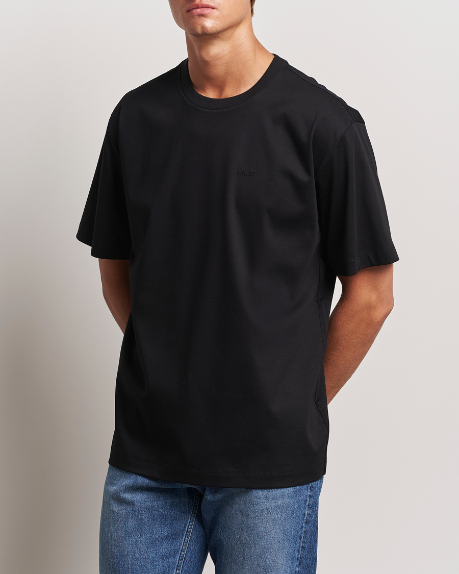 Heren |  | NN07 | Nat Logo Mercerized Crew Neck T-Shirt Black