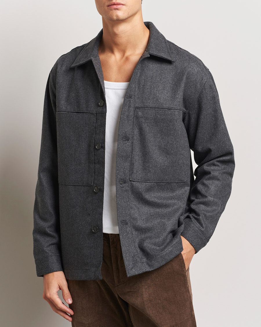 Heren |  | NN07 | Isak Wool Overshirt Grey Melange