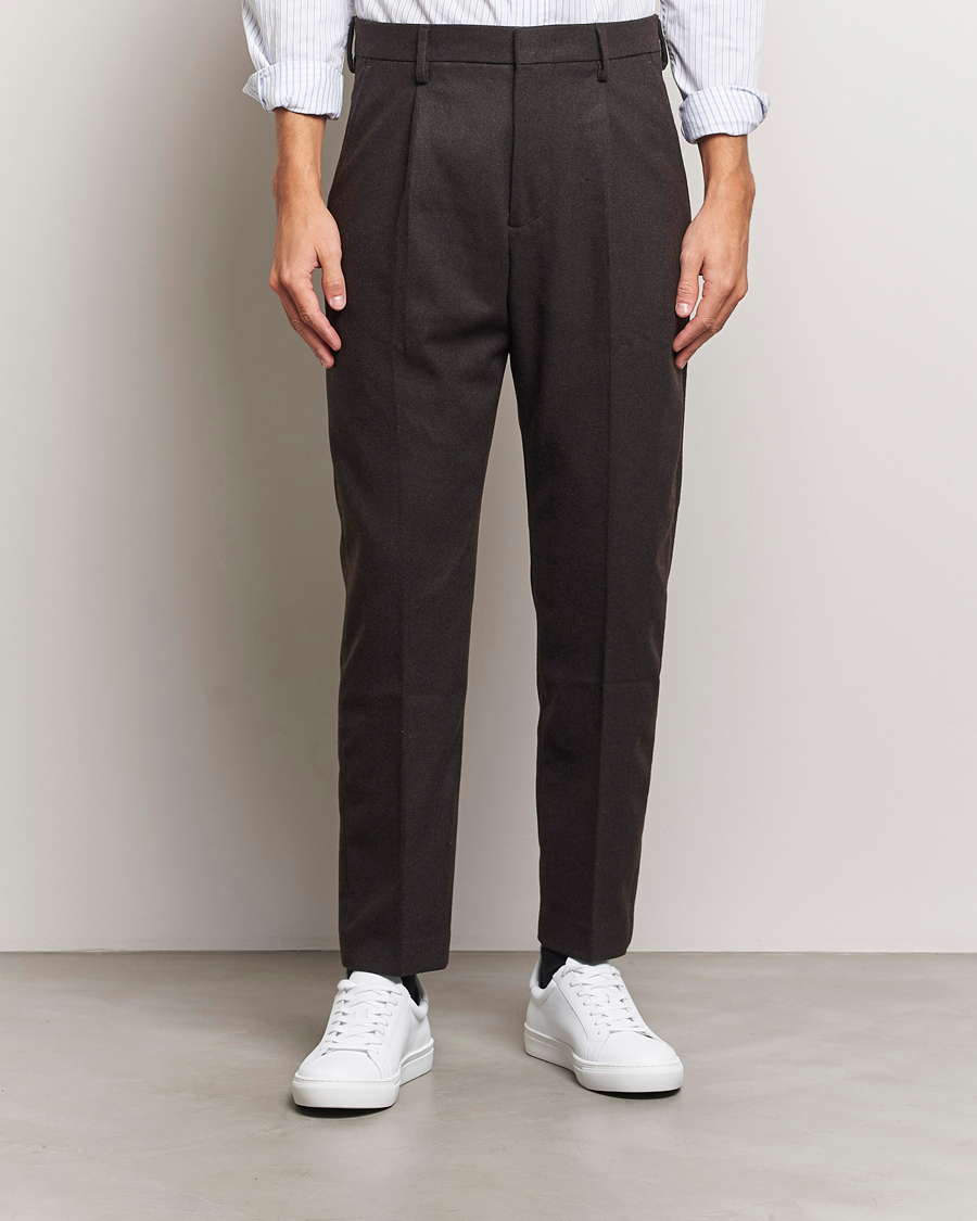 Heren |  | NN07 | Bill Wool Pleated Trousers Dark Brown