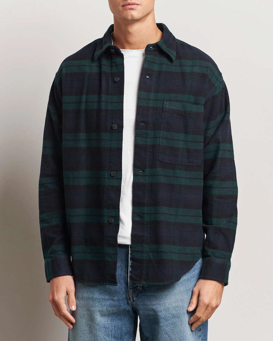 Heren |  | NN07 | Adwin Checked Flannel Overshirt Green/Blue