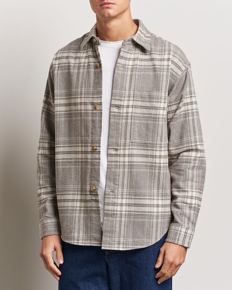 Heren |  | NN07 | Adwin Checked Flannel Overshirt Grey/White