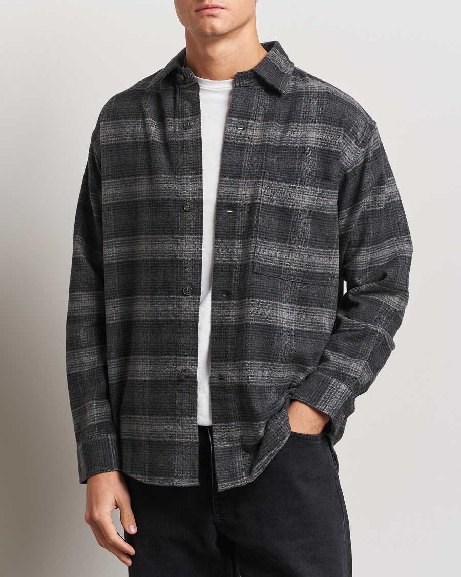 Heren |  | NN07 | Adwin Checked Flannel Overshirt Black/Grey