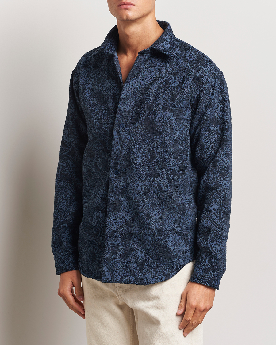 Heren |  | NN07 | Adwin Flower Overshirt Navy Blue