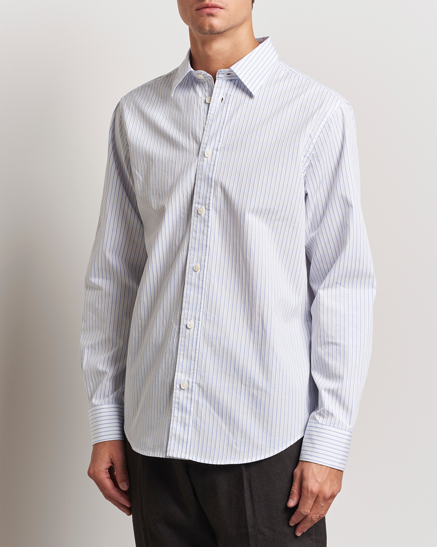 Heren |  | NN07 | Colby Poplin Striped Shirt White/Blue