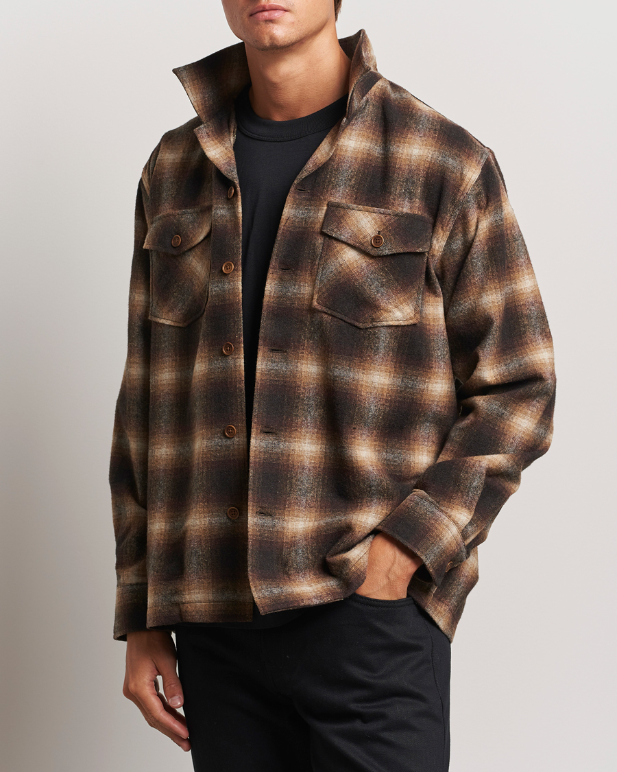 Heren |  | Nudie Jeans | Vincent Shadow Check Overshirt Brown/Beige