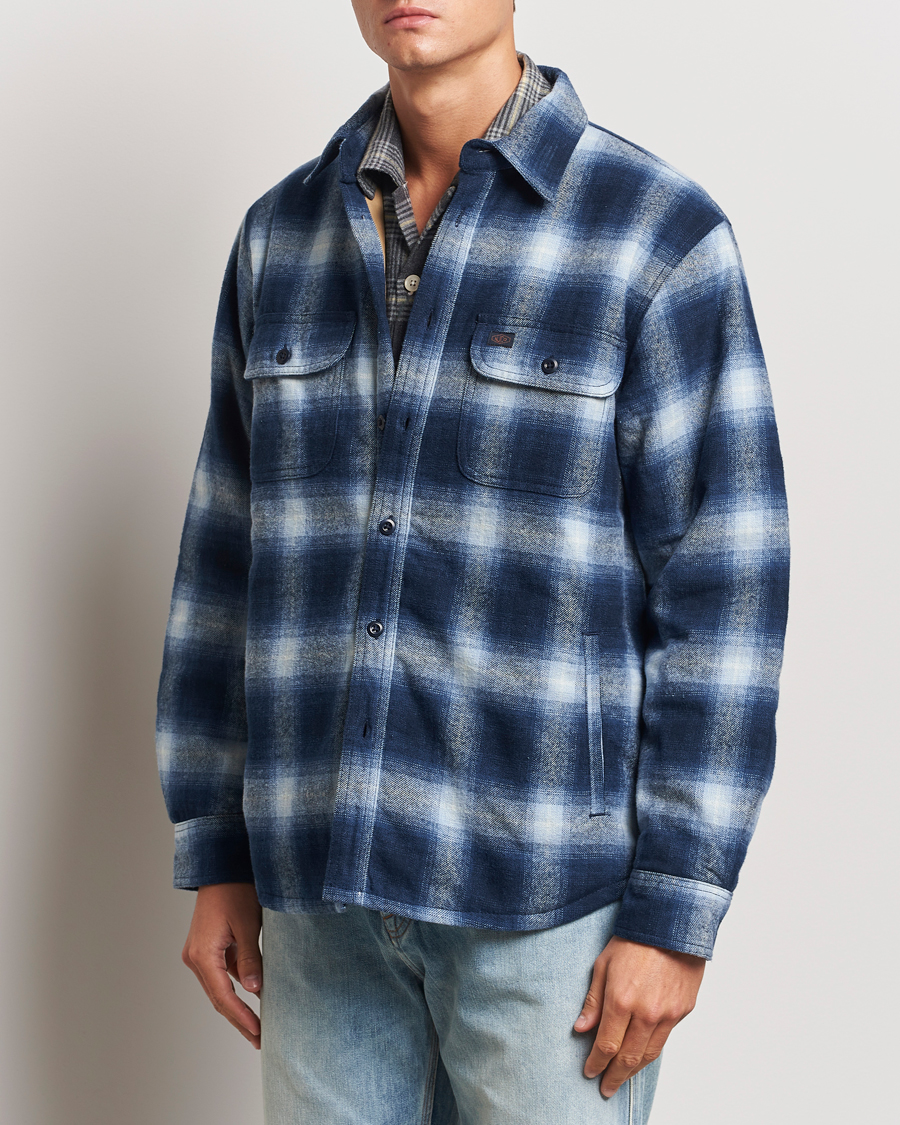 Heren |  | Nudie Jeans | Glenn Padded Checked Shirt Jacket Blue