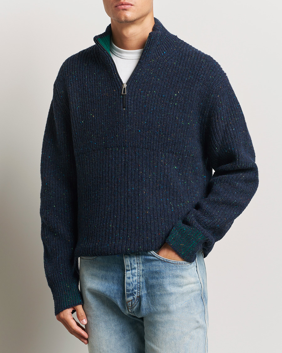 Heren |  | PS Paul Smith | Wool Half Zip Navy