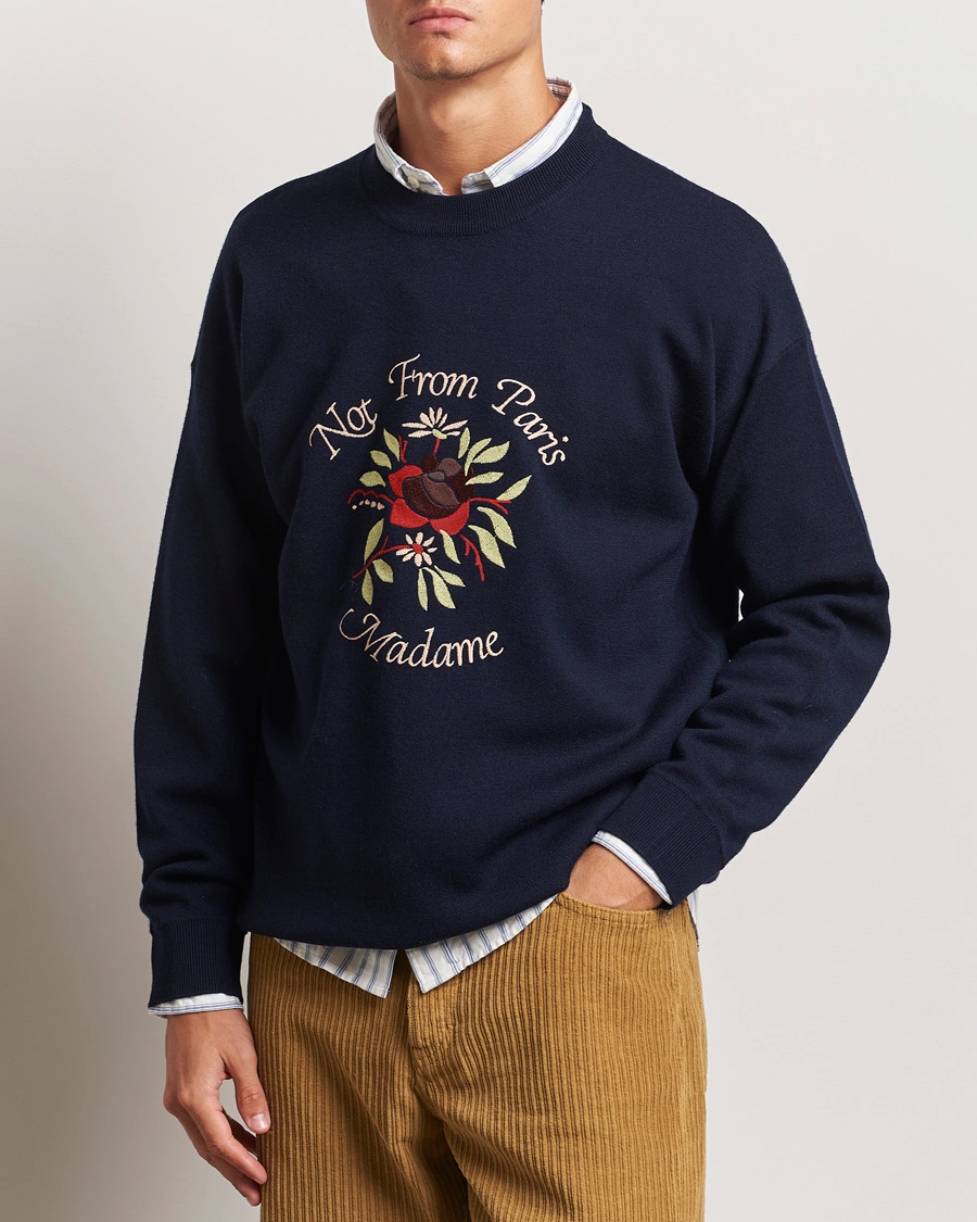 Heren |  | Drôle de Monsieur | Flower Slogan Pullover Dark Navy