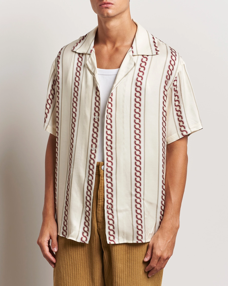 Heren | Overhemden met korte mouwen | Drôle de Monsieur | Link Cuban Shirt Ecru