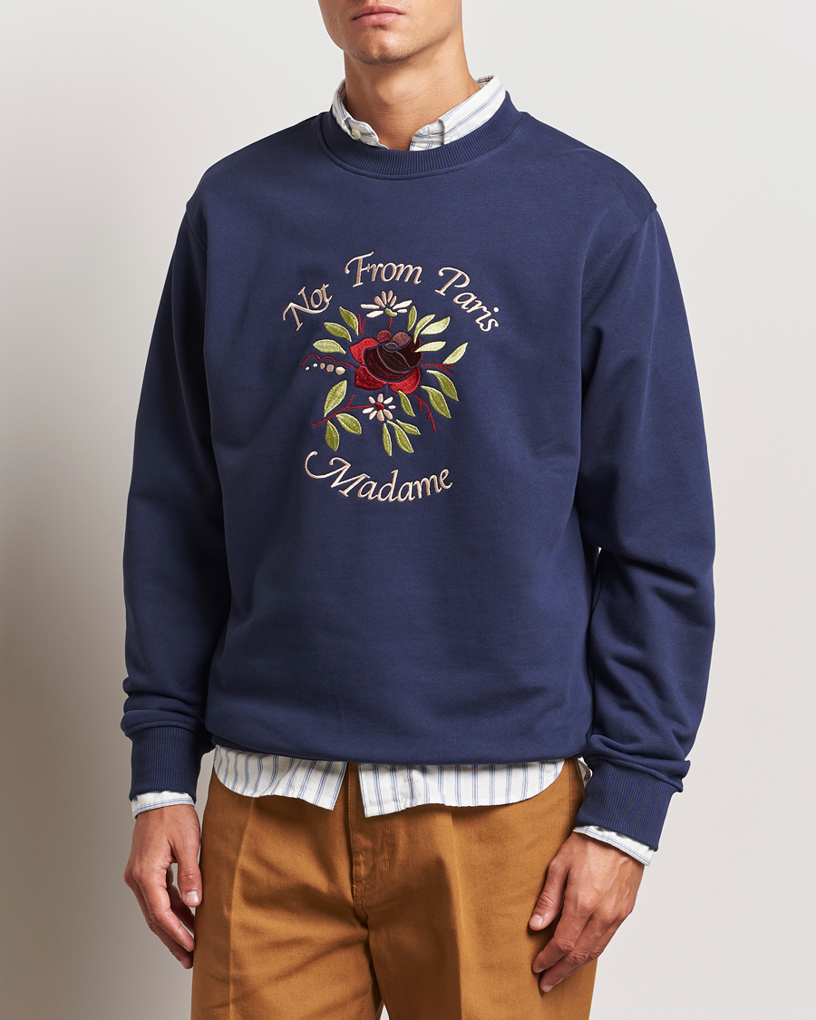 Heren |  | Drôle de Monsieur | Flower Slogan Sweatshirt Dark Navy