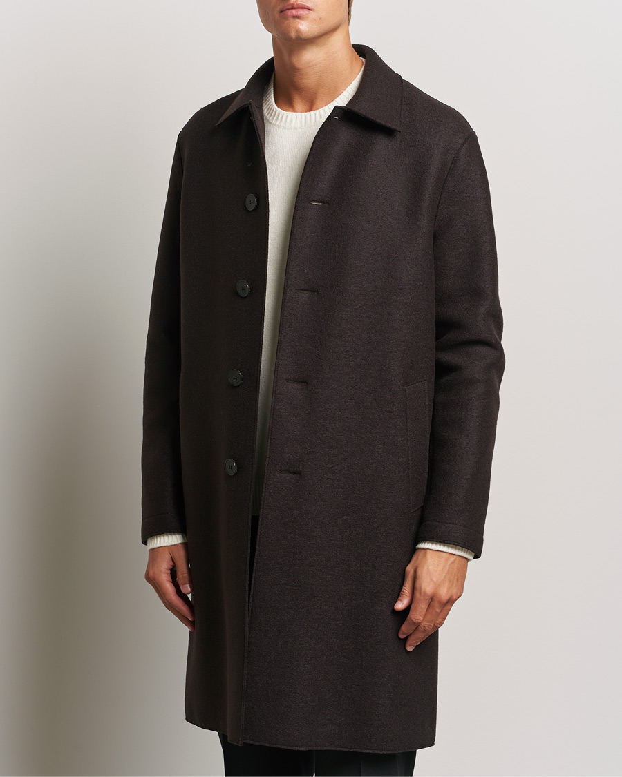 Heren | Business & Beyond - Casual | Harris Wharf London | Pressed Wool Mac Coat Dark Brown