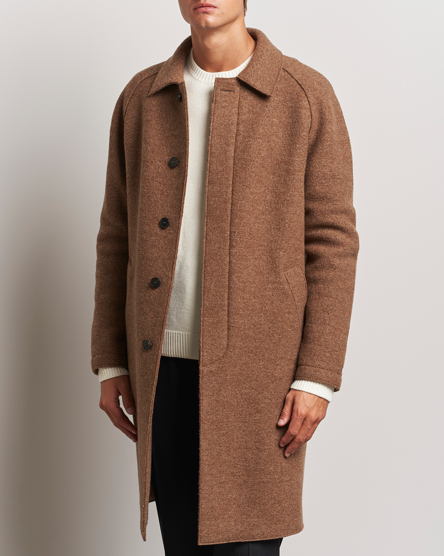 Heren | Business & Beyond - Casual | Harris Wharf London | Boiled Wool Raglan Coat Caramel Melange