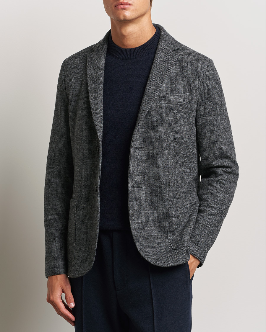 Heren | Business & Beyond - Casual | Harris Wharf London | Two Button Prince Of Wales Blazer Grey/Black