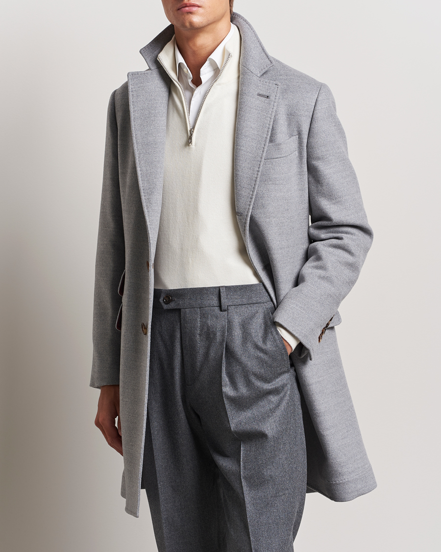 Heren |  | Brunello Cucinelli | Single Breasted Beaver Wool Coat Pearl Grey