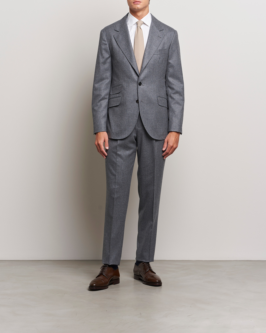 Heren |  | Brunello Cucinelli | Single Breasted Flannel Suit Grey Melange