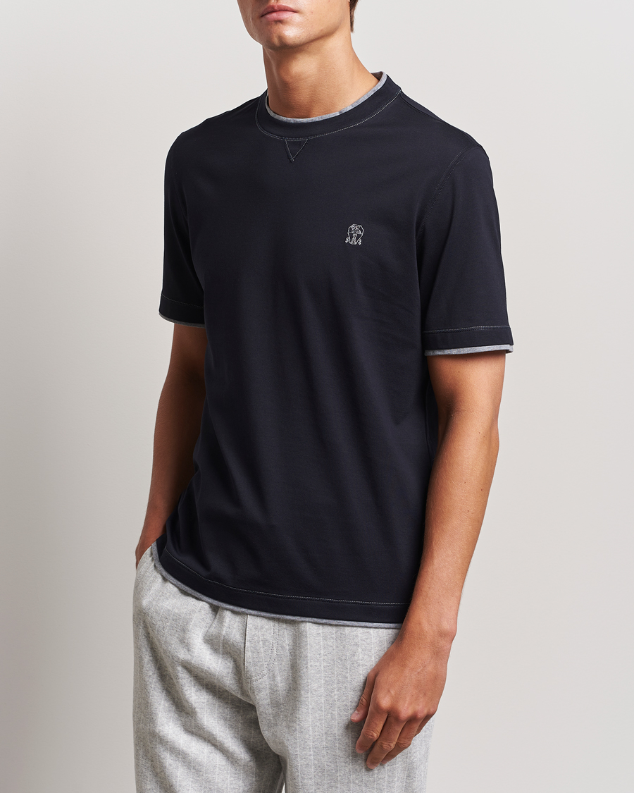 Heren |  | Brunello Cucinelli | Short Sleeve Logo T-Shirt Navy
