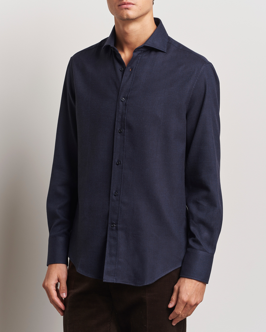 Heren |  | Brunello Cucinelli | Slim Fit Soft Flannel Shirt Navy