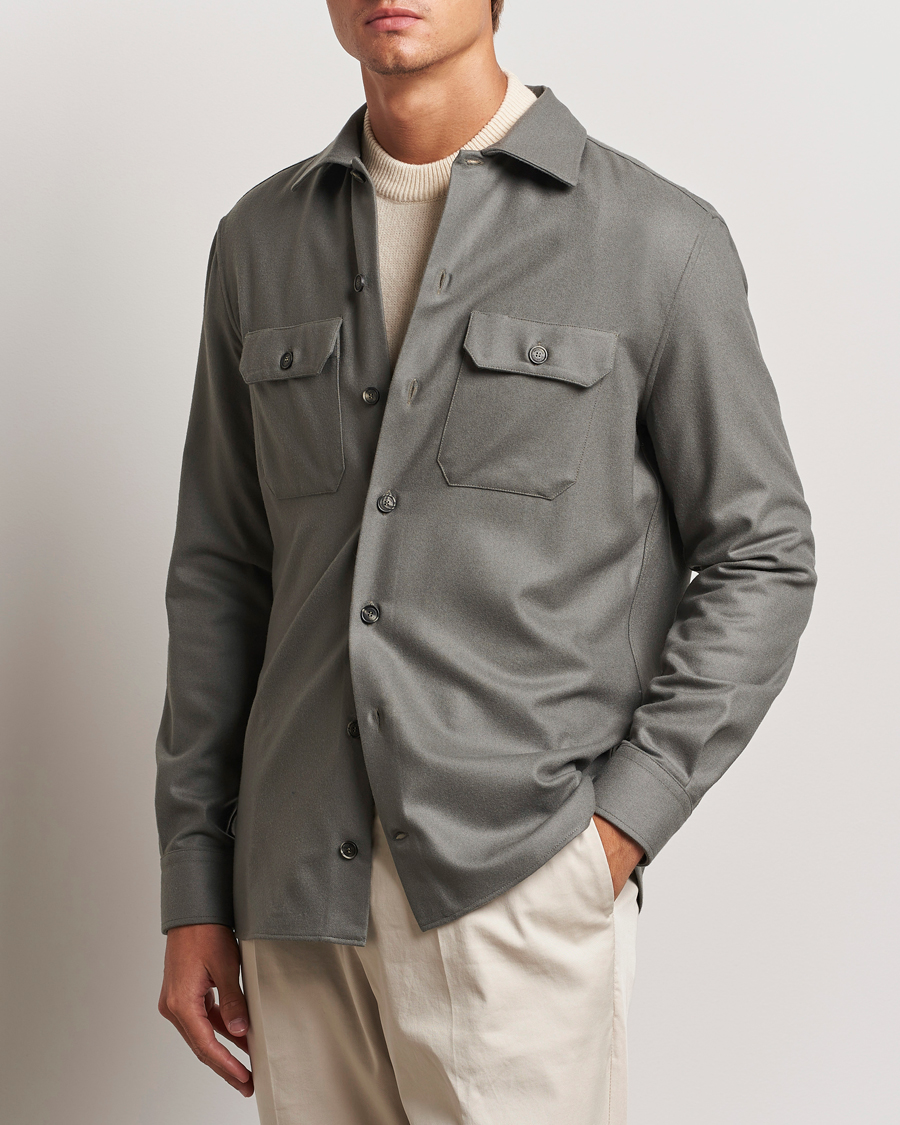 Heren | Luxury Classics | Brunello Cucinelli | Double Pocket Overshirt Olive