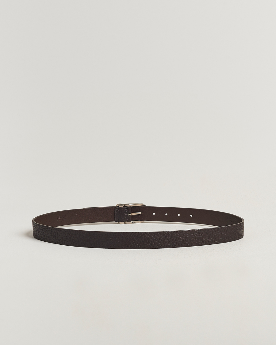 Heren |  | Brunello Cucinelli | Grain Leather Belt Dark Brown
