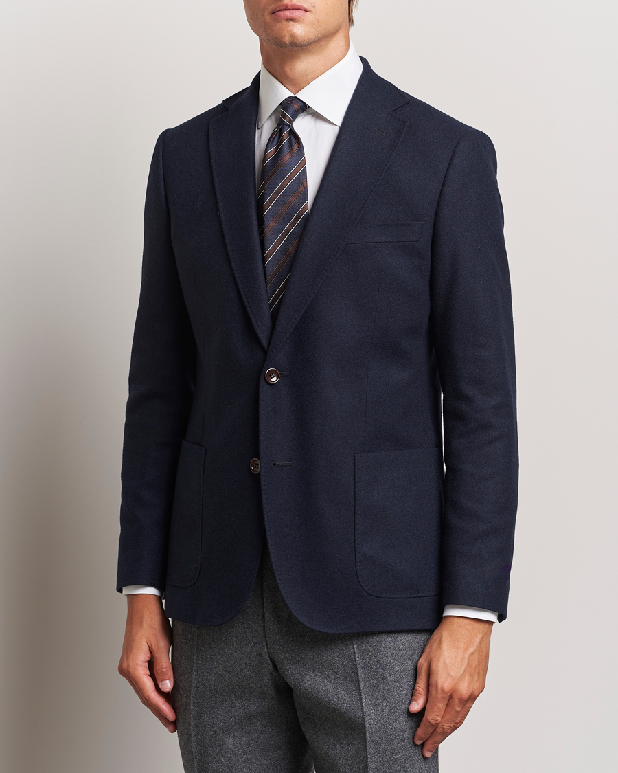 Heren | Blazers | Morris | Flannel Wool Blazer Navy