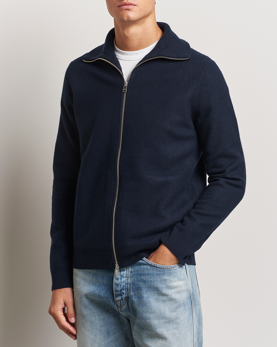 Heren |  | Morris | York Knitted Zip Jacket Navy