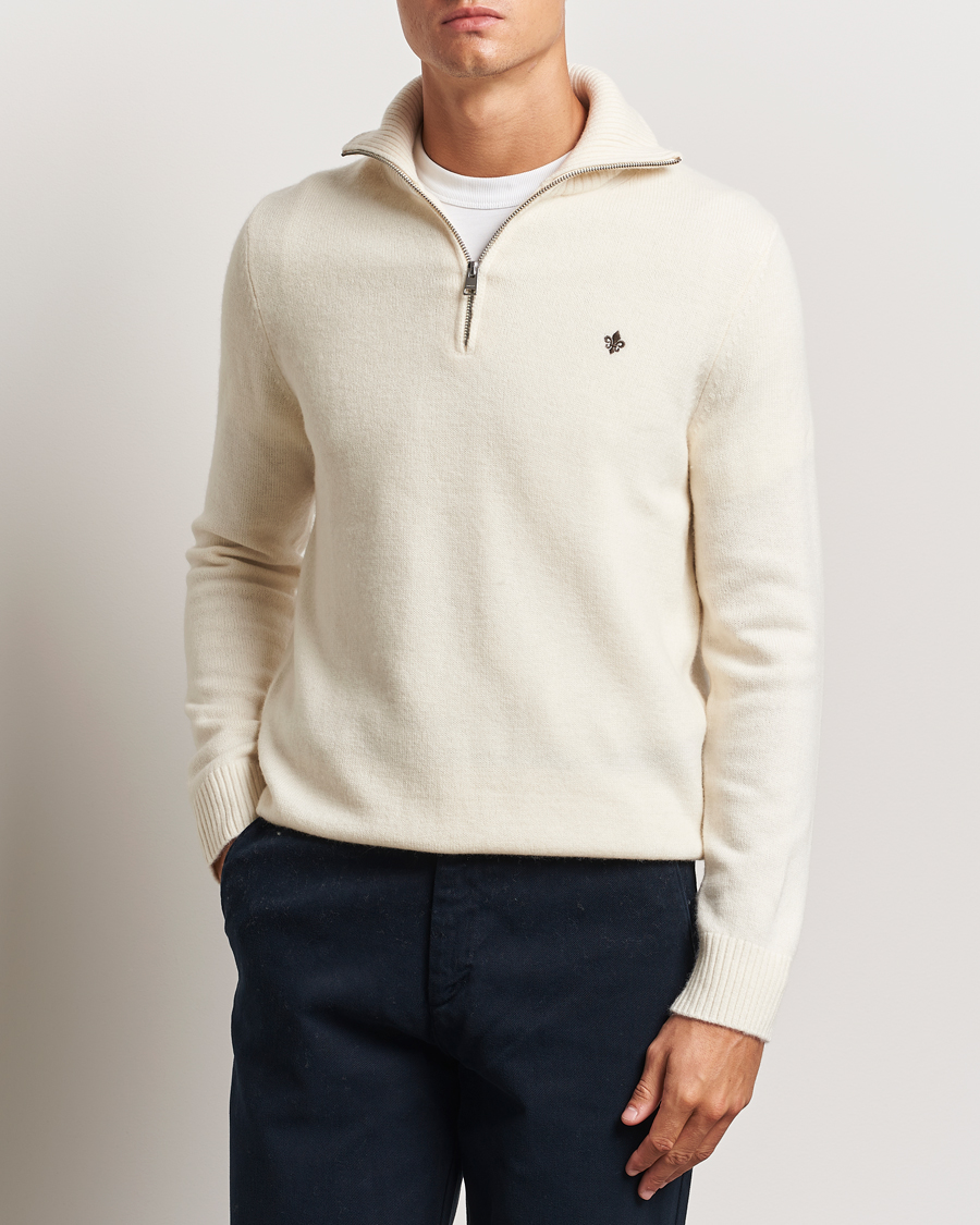 Heren |  | Morris | Hertford Merino Half Zip Off White