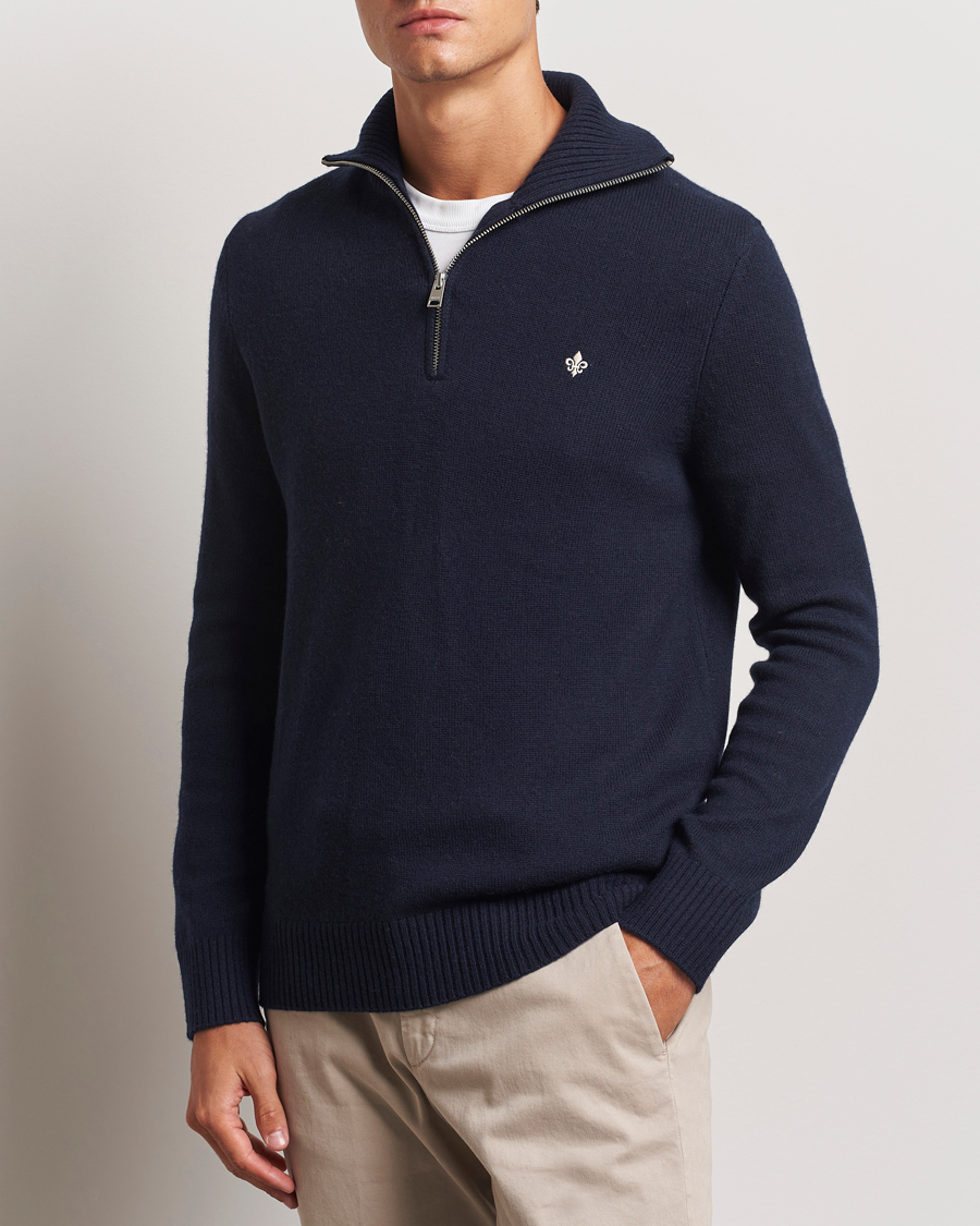 Heren |  | Morris | Hertford Merino Half Zip Navy