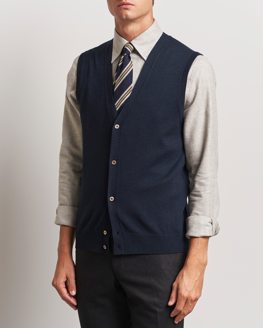 Heren |  | Morris | Merino Slipover Vest Navy